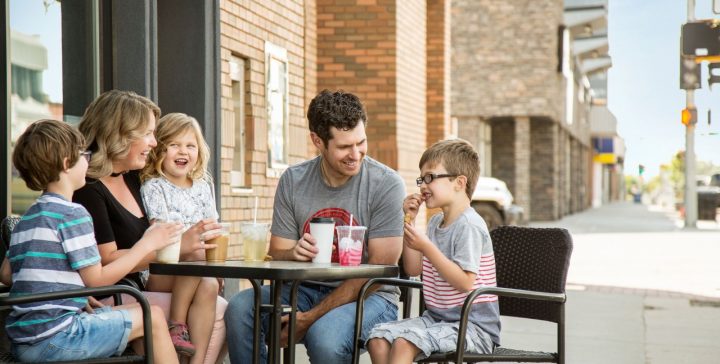 south bear creek - family eating outside together