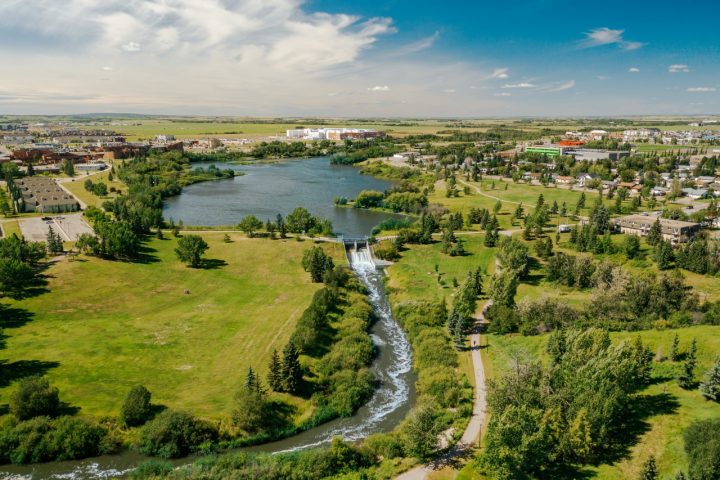 aerial view of city trails