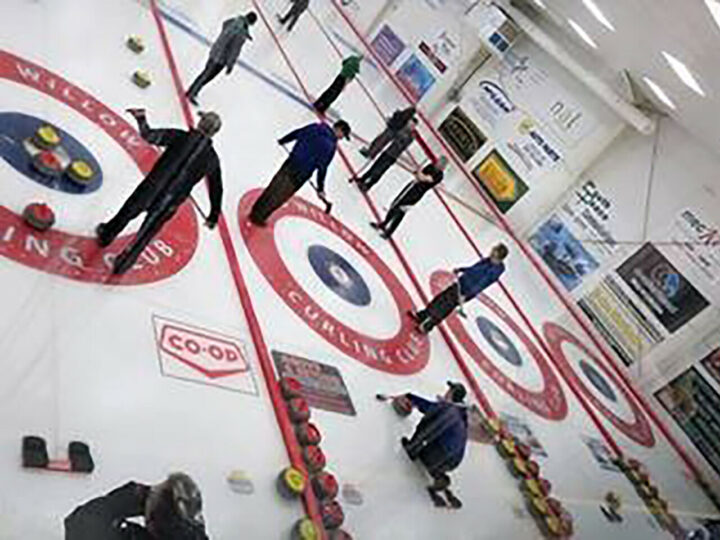 Curlers at the curling rink in Valleyview