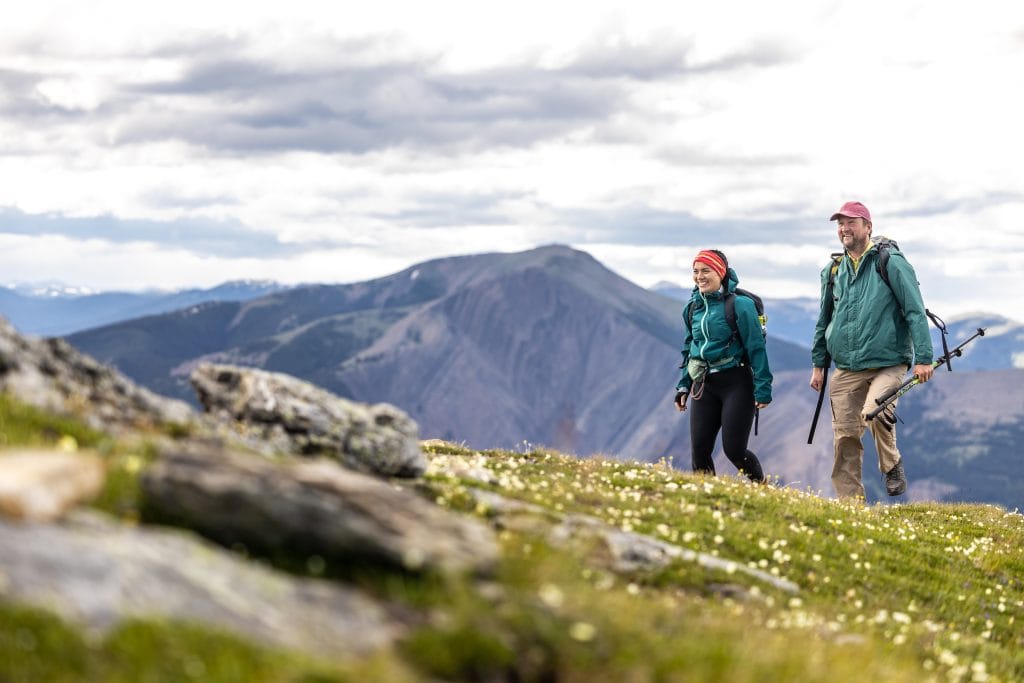 couple hiking on mountain top